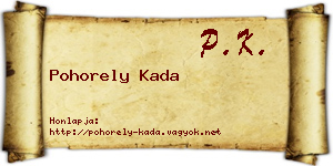Pohorely Kada névjegykártya